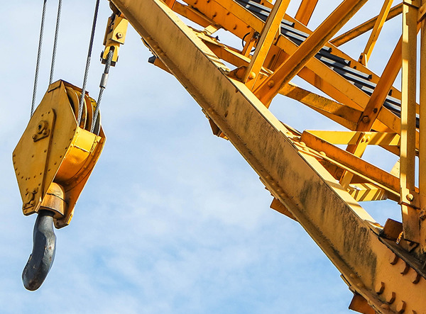 Yellow mobile crane
