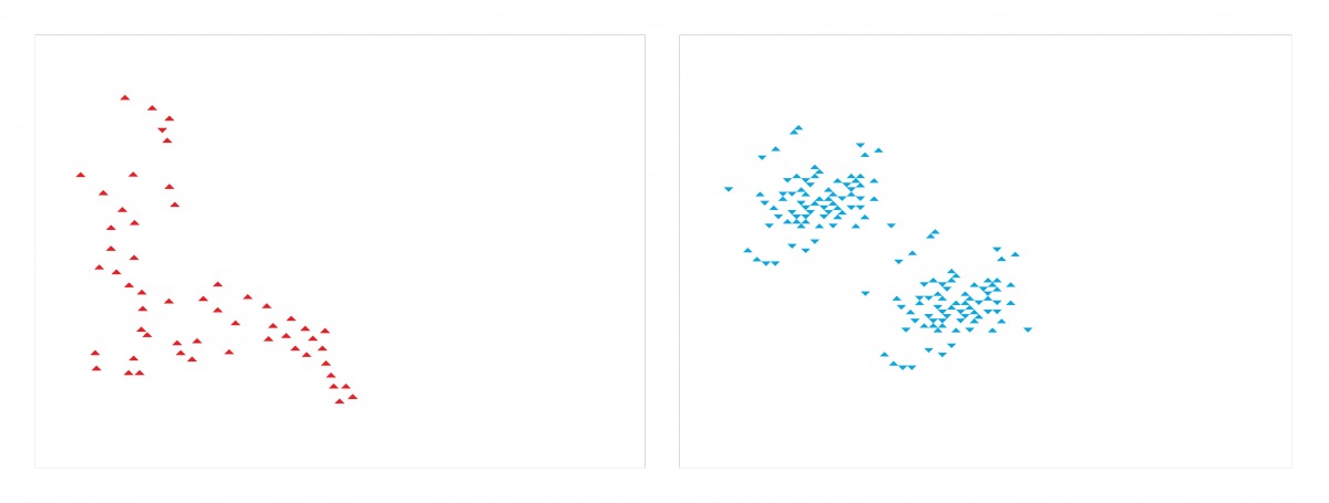 Creating the triangle formation from a flock of birds