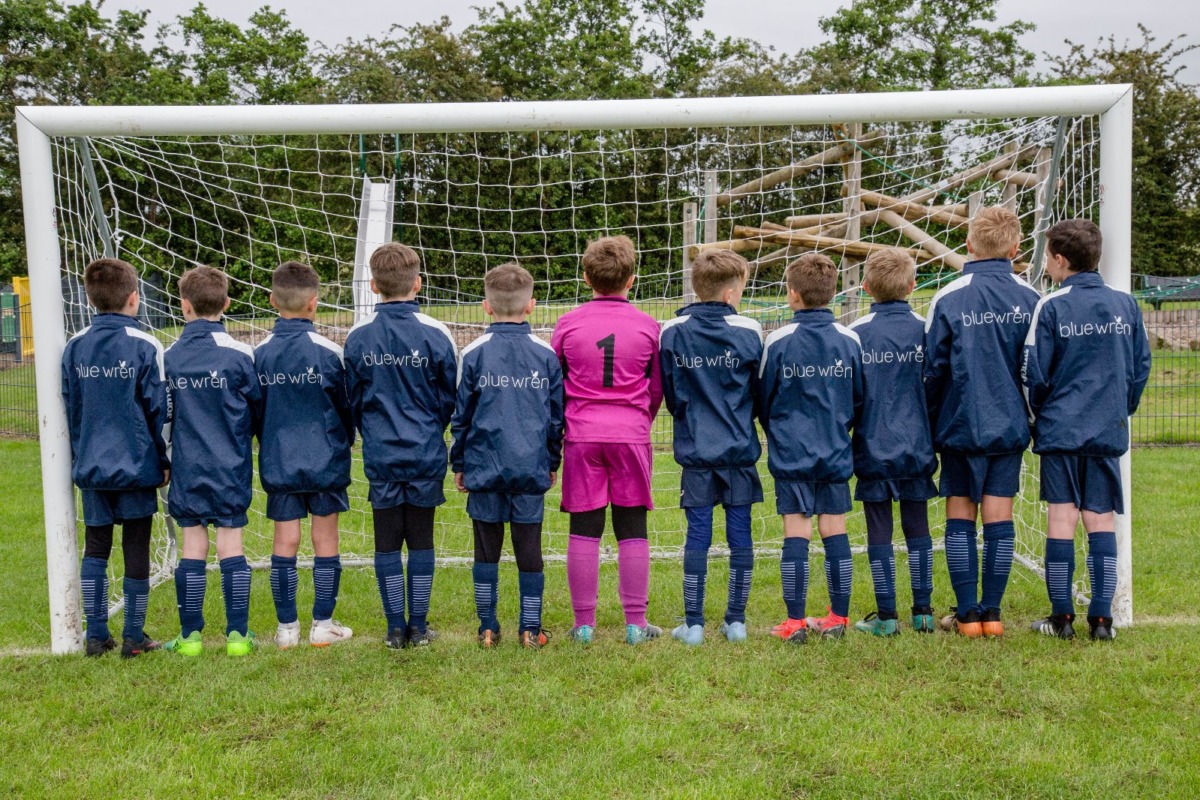 Walmer Bridge FC U10s wearing the Blue Wren sponsored kit